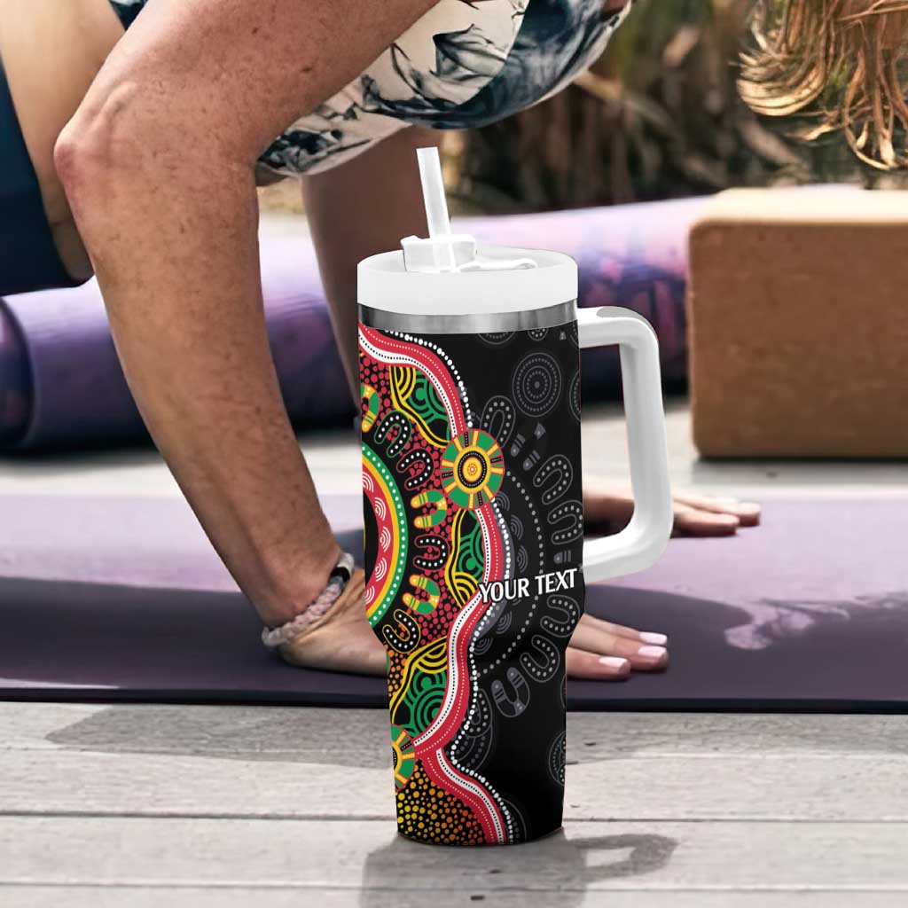 Vanuatu Personalised Tumbler With Handle Aboriginal Dot Paitnting - Polynesian Pride