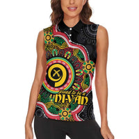 Vanuatu Personalised Women Sleeveless Polo Shirt Aboriginal Dot Paitnting LT9 - Polynesian Pride