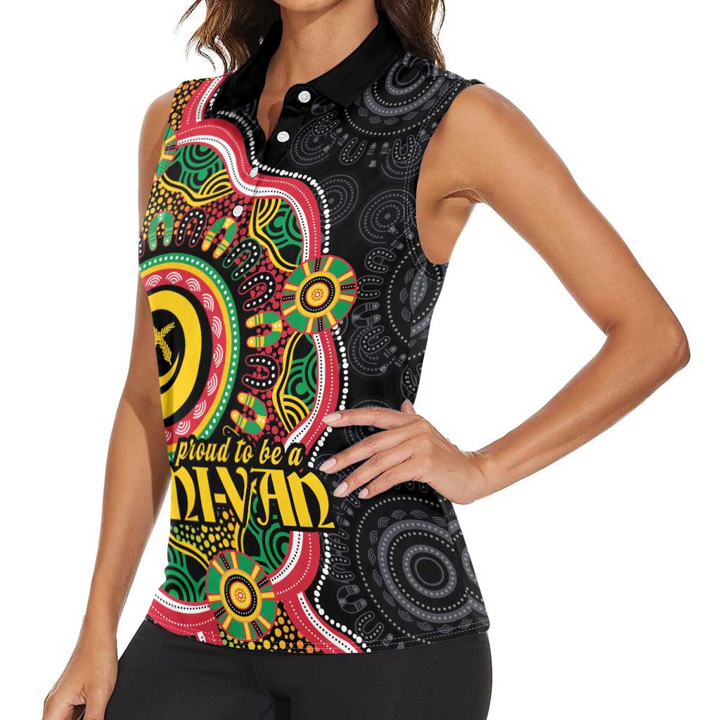 Vanuatu Personalised Women Sleeveless Polo Shirt Aboriginal Dot Paitnting LT9 - Polynesian Pride