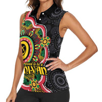Vanuatu Personalised Women Sleeveless Polo Shirt Aboriginal Dot Paitnting LT9 - Polynesian Pride