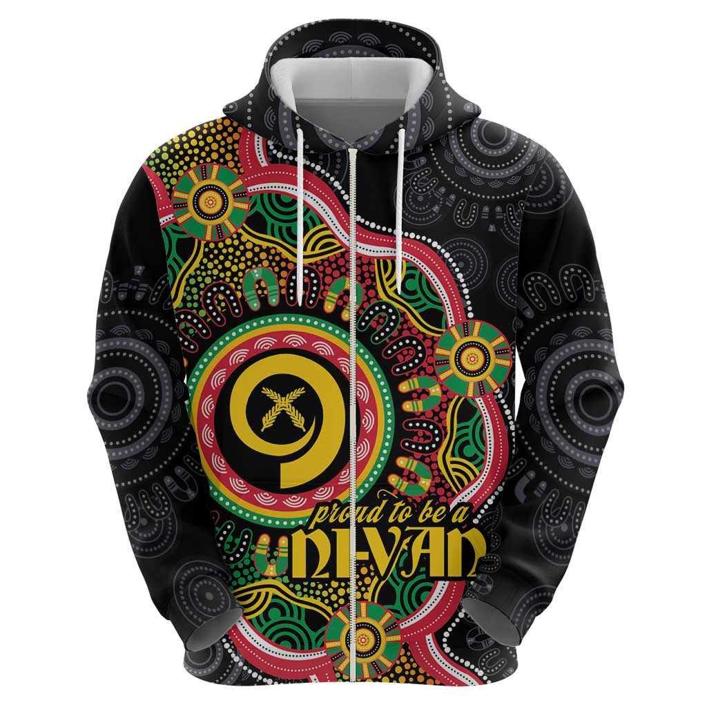 Vanuatu Personalised Zip Hoodie Aboriginal Dot Paitnting - Polynesian Pride