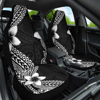 Lotu Tamaiti White Sunday Car Seat Cover Pacific Plumeria Flowers - Black Version