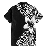 Lotu Tamaiti White Sunday Family Matching Mermaid Dress and Hawaiian Shirt Pacific Plumeria Flowers - Black Version