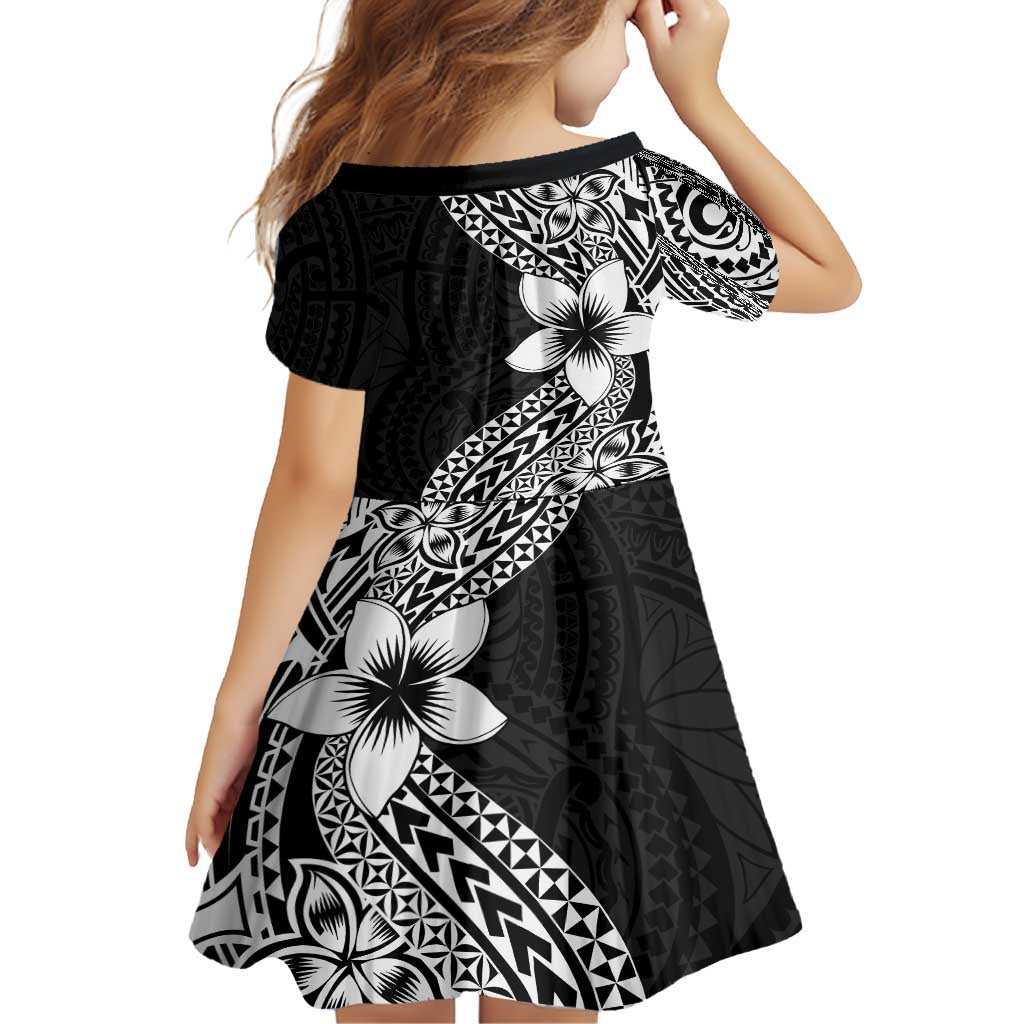 Lotu Tamaiti White Sunday Family Matching Tank Maxi Dress and Hawaiian Shirt Pacific Plumeria Flowers - Black Version
