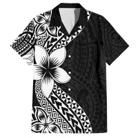 Lotu Tamaiti White Sunday Family Matching Tank Maxi Dress and Hawaiian Shirt Pacific Plumeria Flowers - Black Version