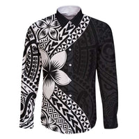 Lotu Tamaiti White Sunday Family Matching Tank Maxi Dress and Hawaiian Shirt Pacific Plumeria Flowers - Black Version