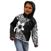 Lotu Tamaiti White Sunday Kid Hoodie Pacific Plumeria Flowers - Black Version LT9 - Polynesian Pride