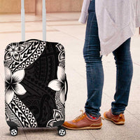 Lotu Tamaiti White Sunday Luggage Cover Pacific Plumeria Flowers - Black Version LT9 Black - Polynesian Pride