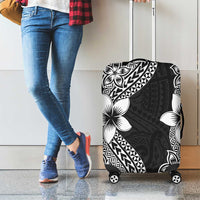 Lotu Tamaiti White Sunday Luggage Cover Pacific Plumeria Flowers - Black Version LT9 - Polynesian Pride