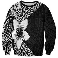 Lotu Tamaiti White Sunday Sweatshirt Pacific Plumeria Flowers - Black Version LT9 Unisex Black - Polynesian Pride