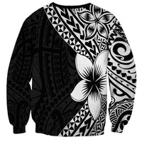 Lotu Tamaiti White Sunday Sweatshirt Pacific Plumeria Flowers - Black Version LT9 - Polynesian Pride