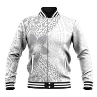 Lotu Tamaiti White Sunday Baseball Jacket Pacific Plumeria Flowers - White Version LT9 Unisex White - Polynesian Pride