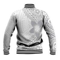 Lotu Tamaiti White Sunday Baseball Jacket Pacific Plumeria Flowers - White Version LT9 - Polynesian Pride