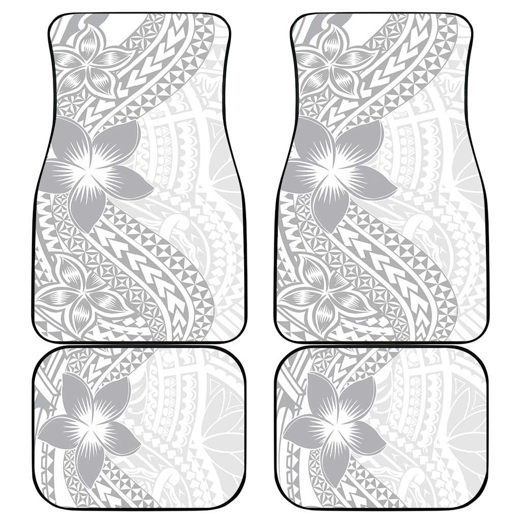 Lotu Tamaiti White Sunday Car Mats Pacific Plumeria Flowers - White Version