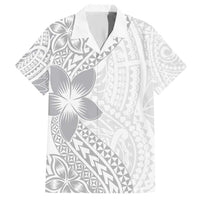 Lotu Tamaiti White Sunday Family Matching Short Sleeve Bodycon Dress and Hawaiian Shirt Pacific Plumeria Flowers - White Version
