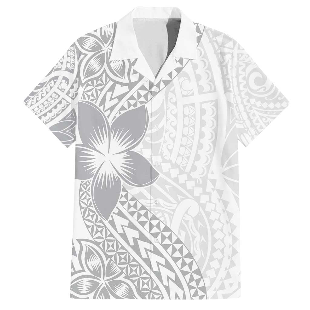 Lotu Tamaiti White Sunday Family Matching Summer Maxi Dress and Hawaiian Shirt Pacific Plumeria Flowers - White Version