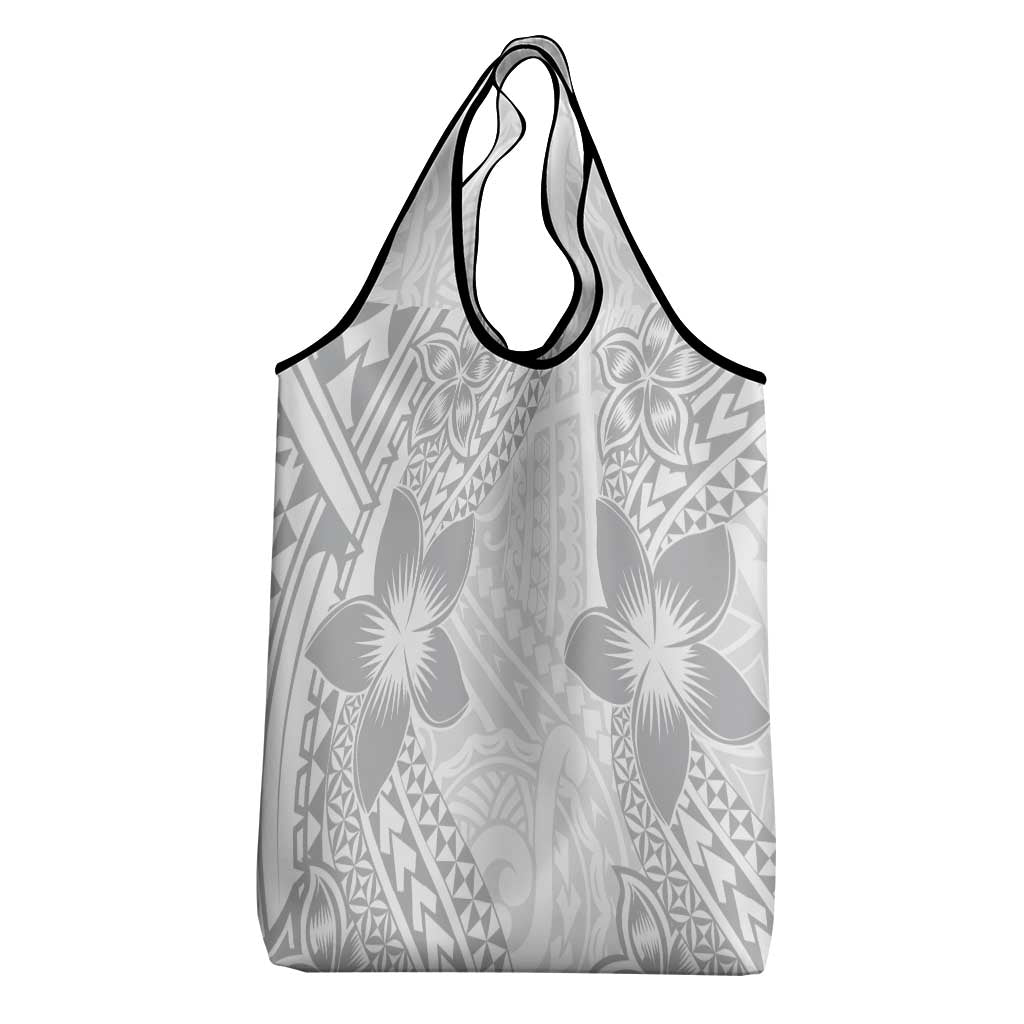 Lotu Tamaiti White Sunday Grocery Bag Pacific Plumeria Flowers - White Version