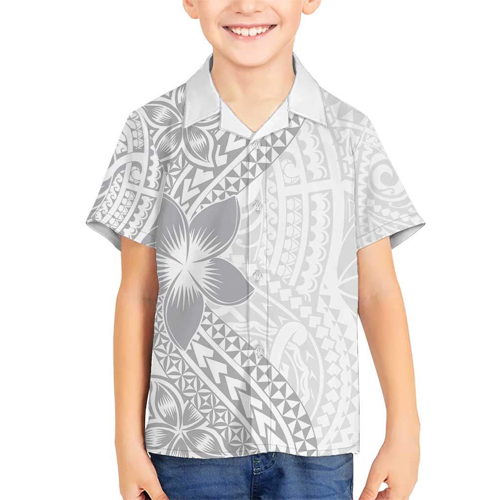 Lotu Tamaiti White Sunday Kid Hawaiian Shirt Pacific Plumeria Flowers - White Version LT9 Kid White - Polynesian Pride