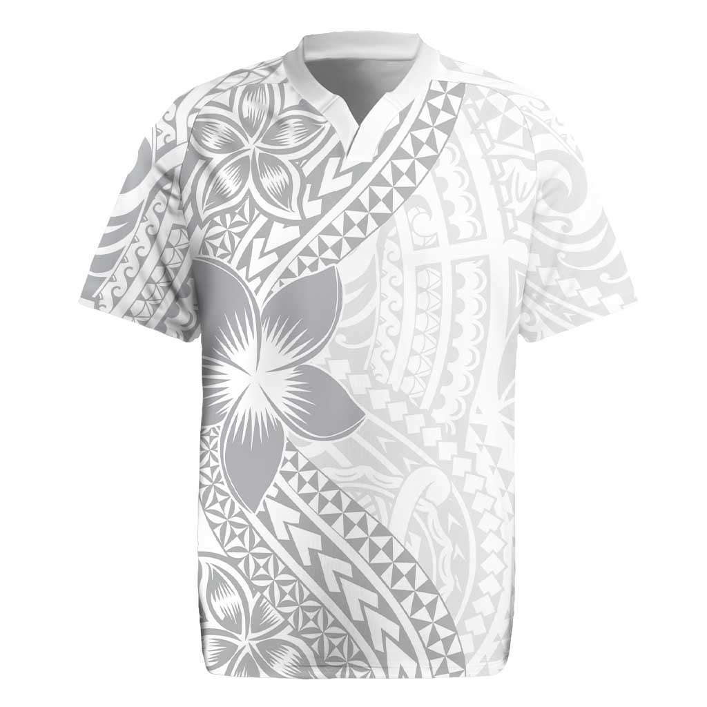 Lotu Tamaiti White Sunday Rugby Jersey Pacific Plumeria Flowers - White Version