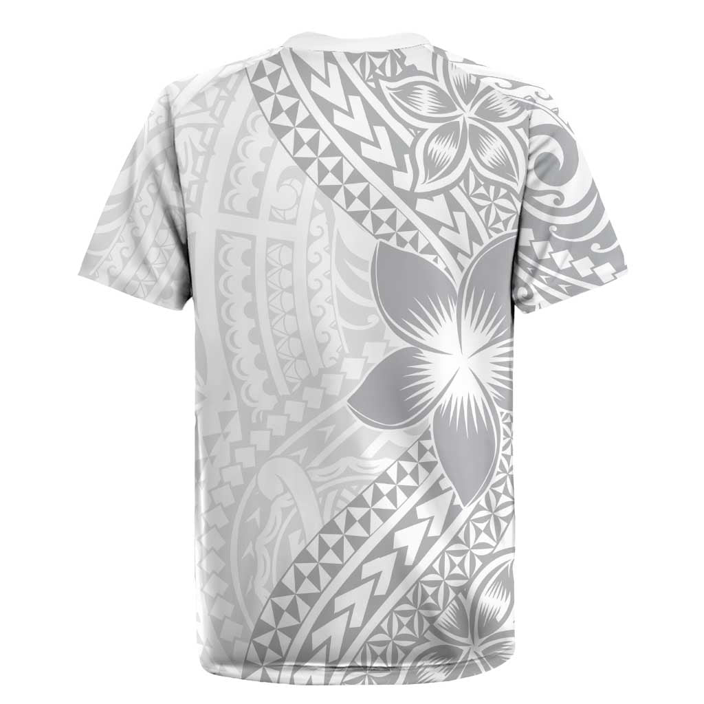 Lotu Tamaiti White Sunday Rugby Jersey Pacific Plumeria Flowers - White Version