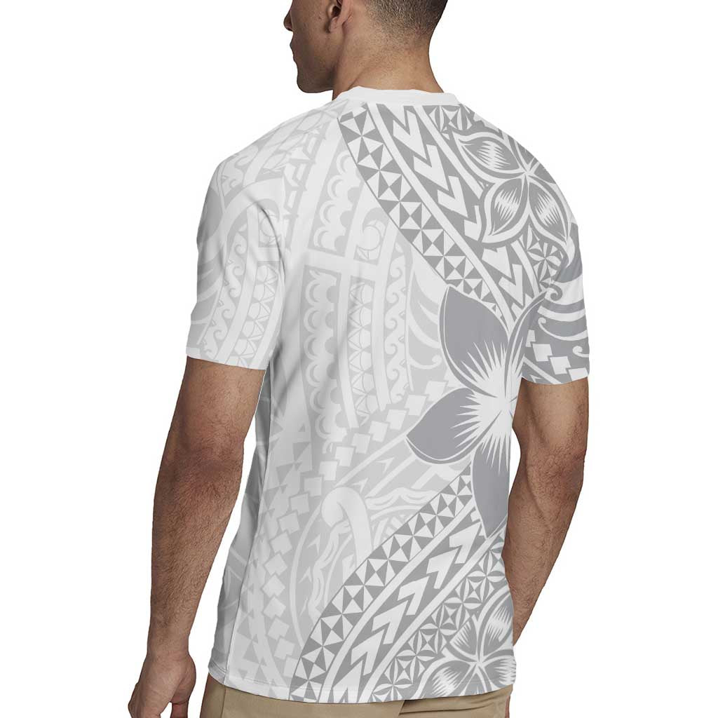 Lotu Tamaiti White Sunday Rugby Jersey Pacific Plumeria Flowers - White Version