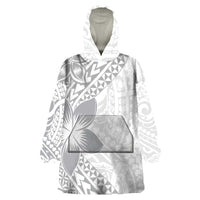 Lotu Tamaiti White Sunday Wearable Blanket Hoodie Pacific Plumeria Flowers - White Version