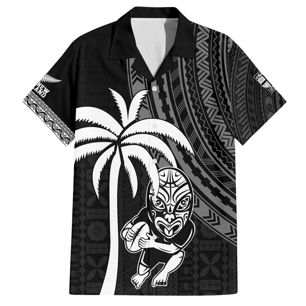 Custom Fiji New Zealand Rugby Family Matching Off Shoulder Short Dress and Hawaiian Shirt Make History Together