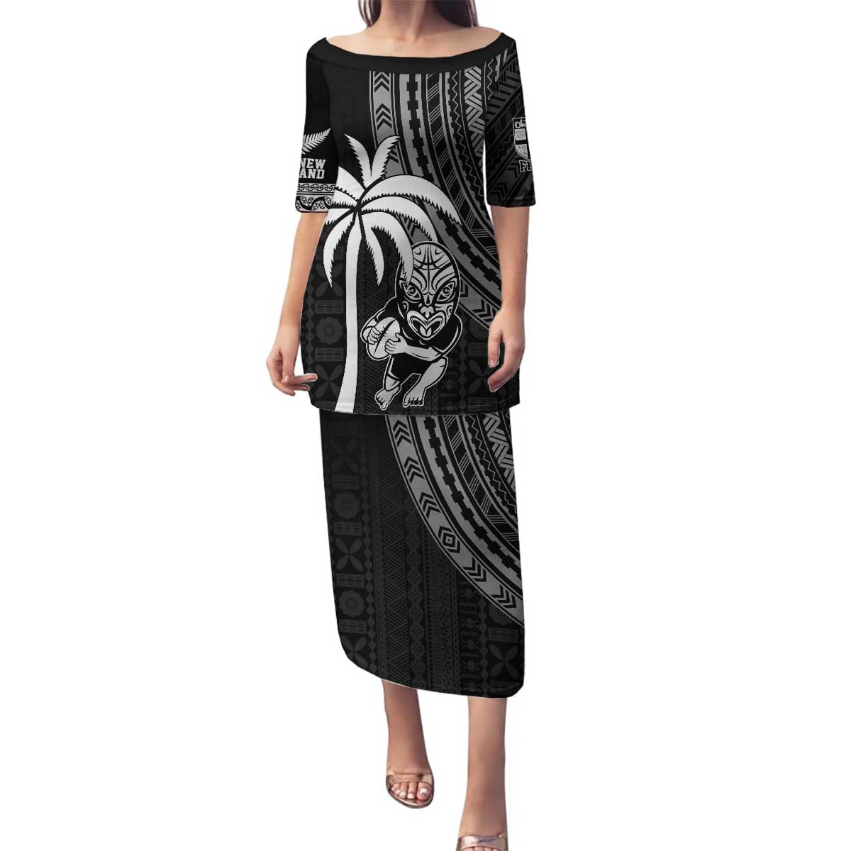 Custom Fiji New Zealand Rugby Family Matching Puletasi and Hawaiian Shirt Make History Together