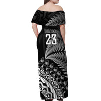 Custom Fiji New Zealand Rugby Off Shoulder Maxi Dress Cibi Dance with Black Fern