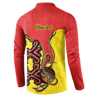 Personalised Papua New Guinea Oro Necklace Button Sweatshirt Gold Melanesia Traditional Pattern
