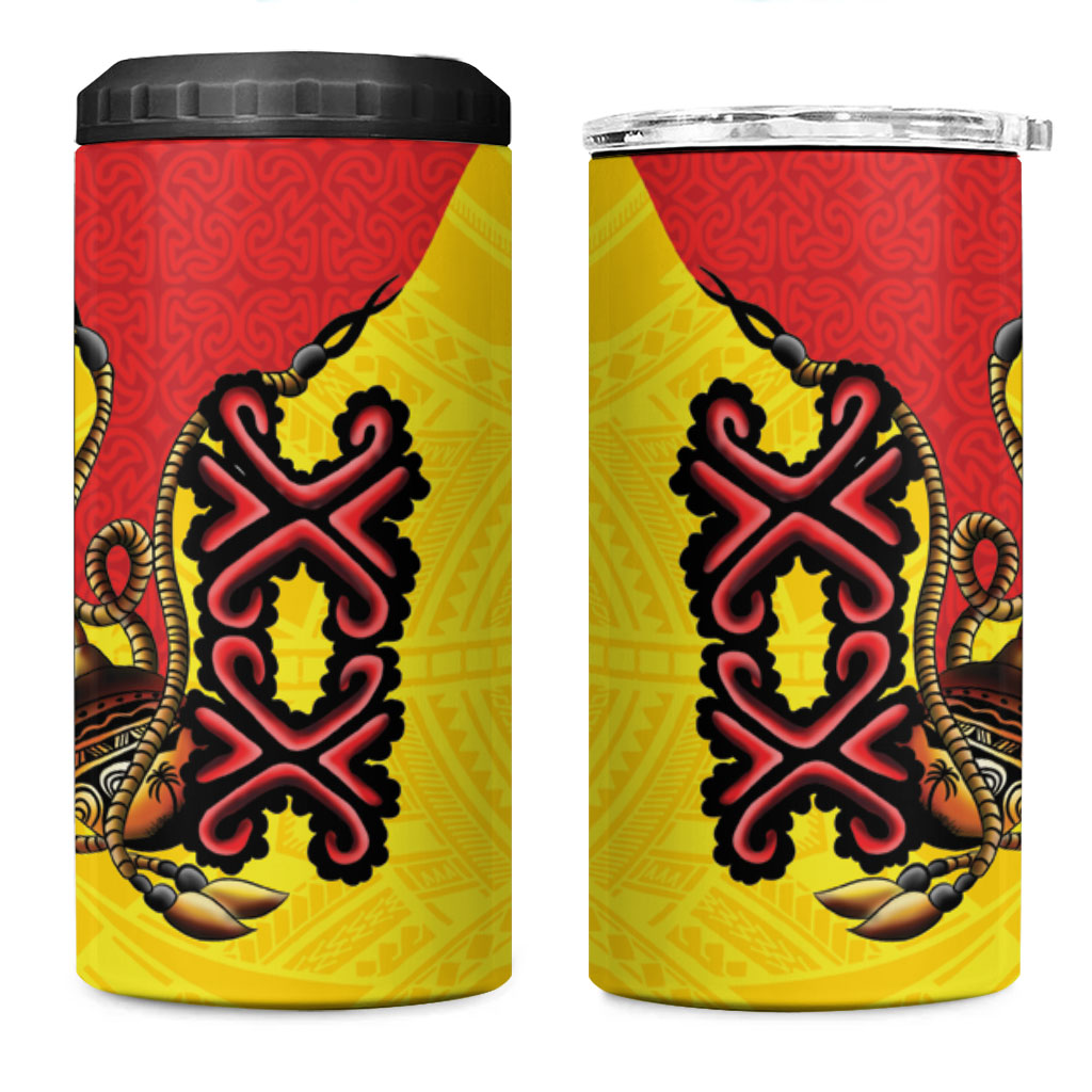 Personalised Papua New Guinea Oro Necklace 4 in 1 Can Cooler Tumbler Gold Melanesia Traditional Pattern
