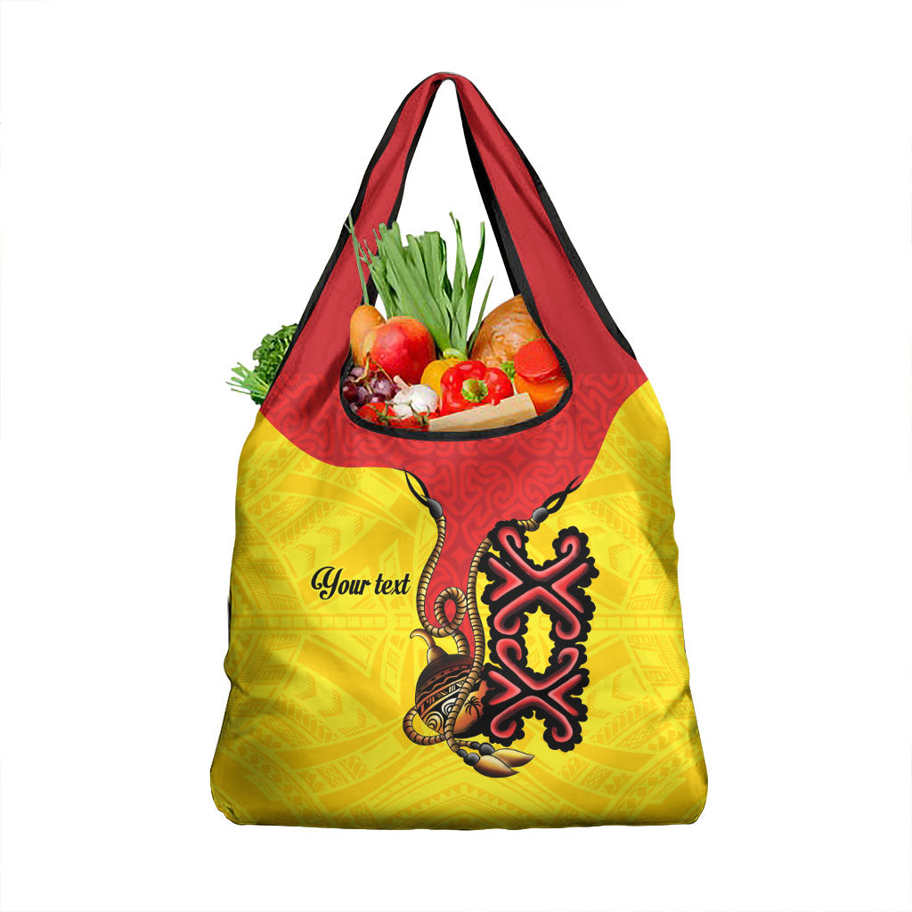 Personalised Papua New Guinea Oro Necklace Grocery Bag Gold Melanesia Traditional Pattern LT9 1-pack One Size Gold - Polynesian Pride