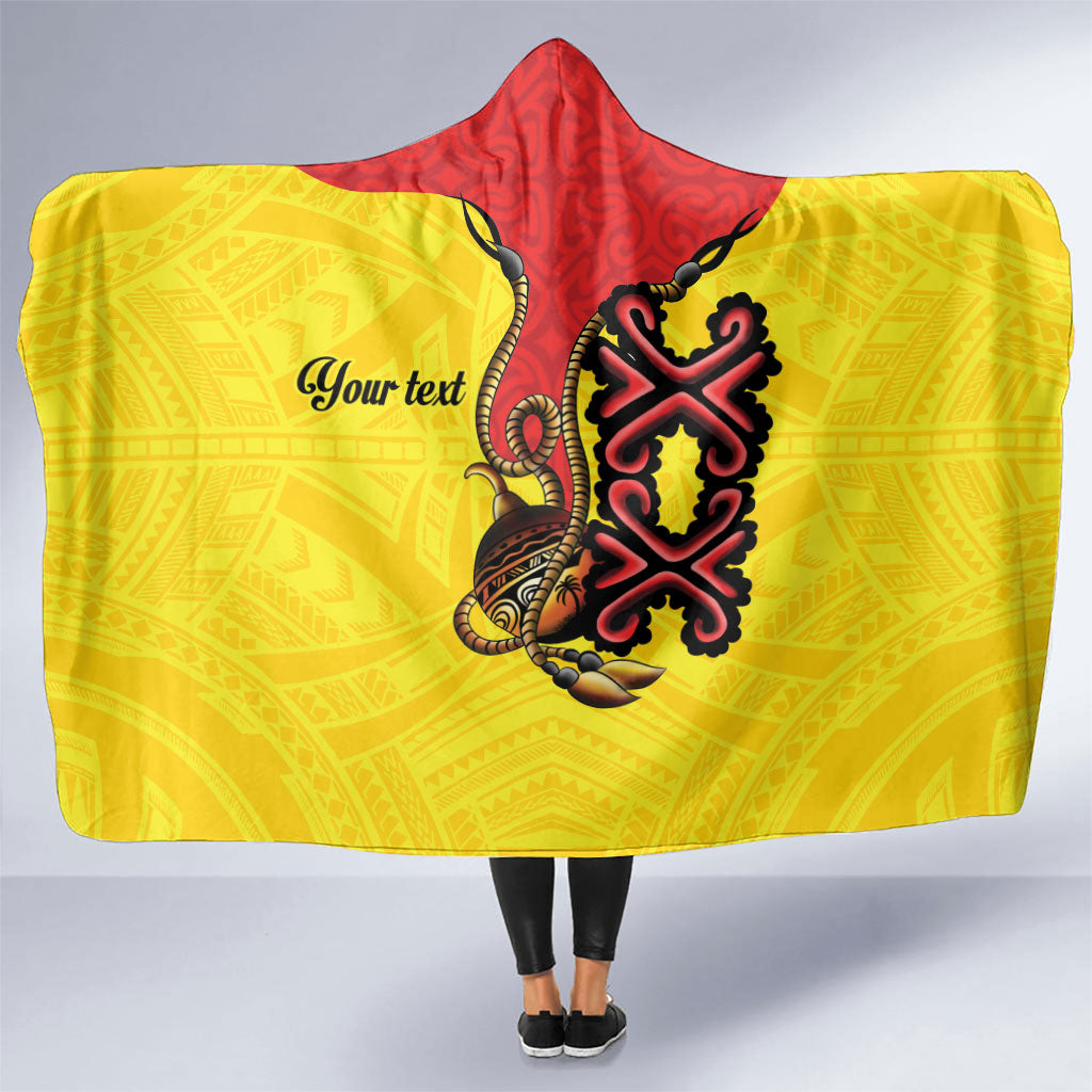 Personalised Papua New Guinea Oro Necklace Hooded Blanket Gold Melanesia Traditional Pattern