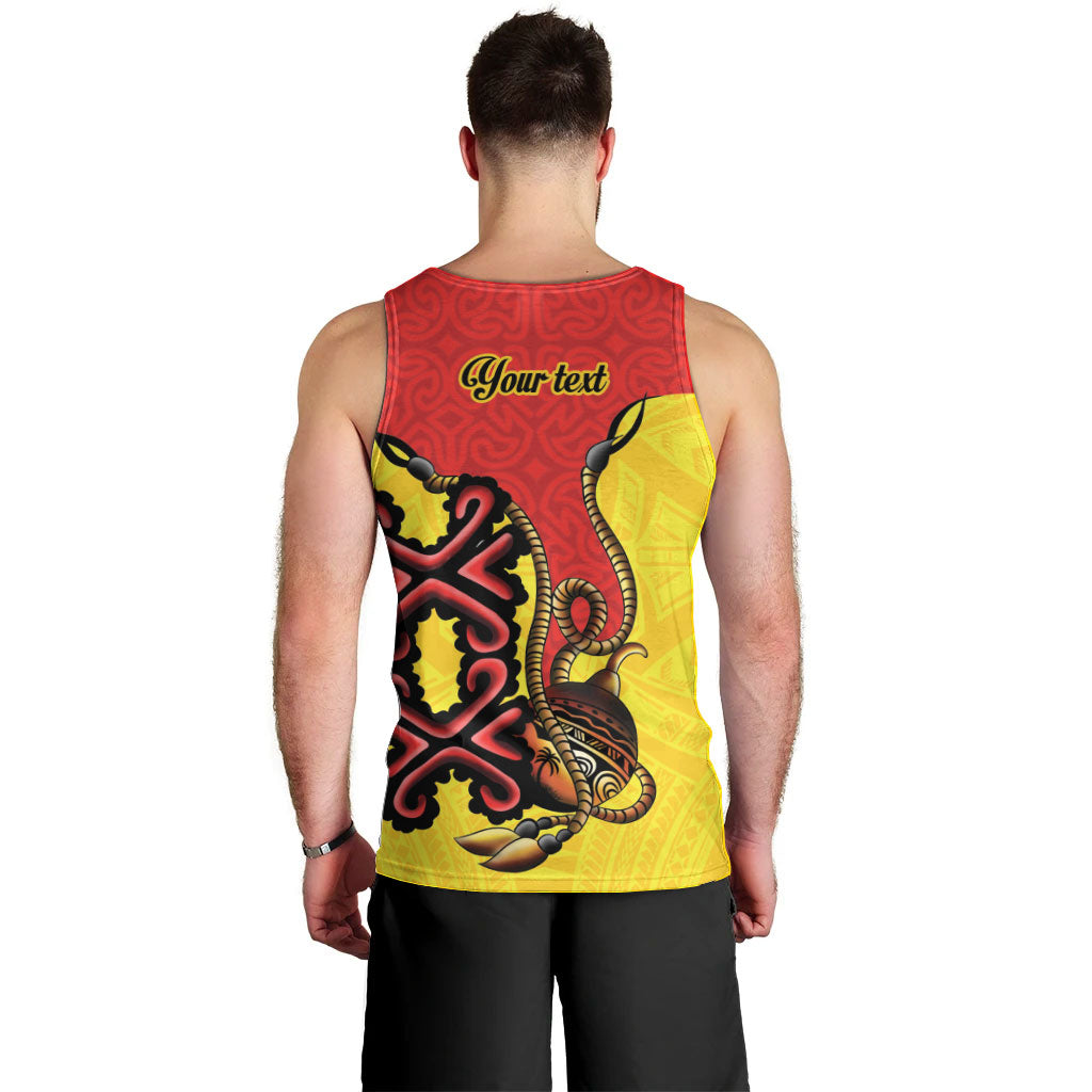 Personalised Papua New Guinea Oro Necklace Men Tank Top Gold Melanesia Traditional Pattern