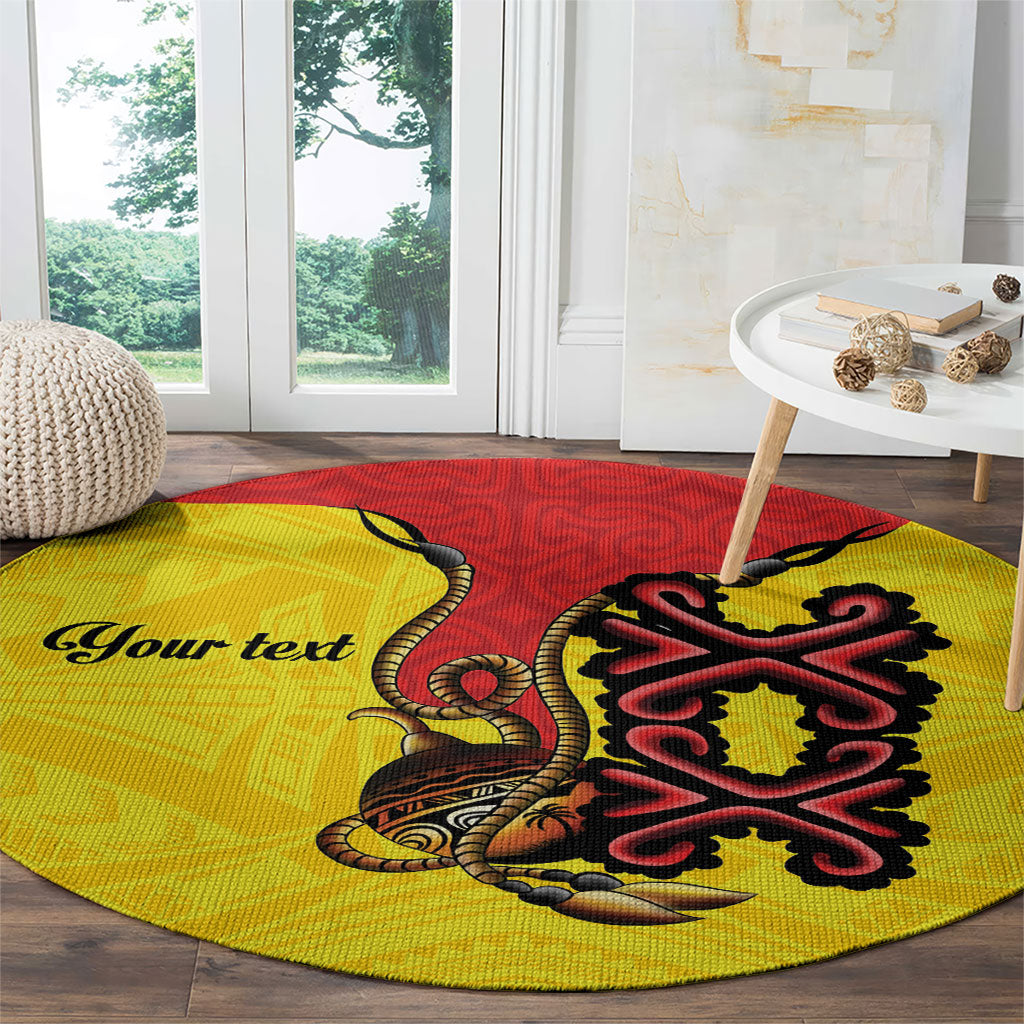 Personalised Papua New Guinea Oro Necklace Round Carpet Gold Melanesia Traditional Pattern