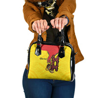 Personalised Papua New Guinea Oro Necklace Shoulder Handbag Gold Melanesia Traditional Pattern