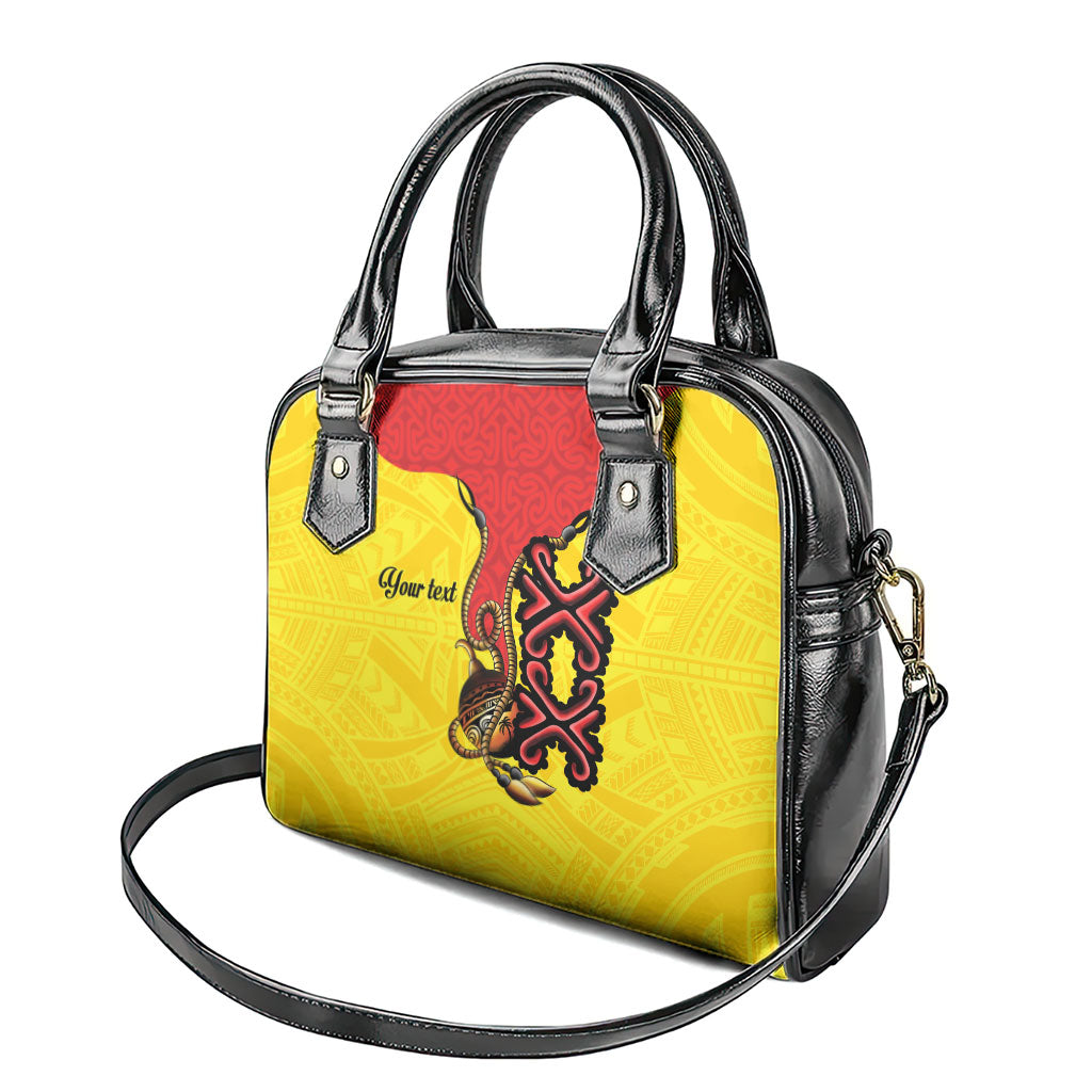 Personalised Papua New Guinea Oro Necklace Shoulder Handbag Gold Melanesia Traditional Pattern