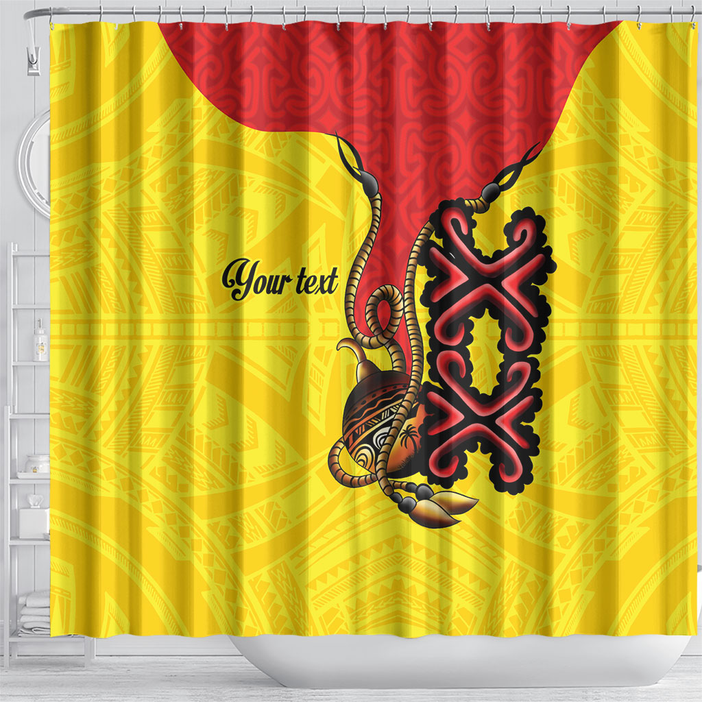 Personalised Papua New Guinea Oro Necklace Shower Curtain Gold Melanesia Traditional Pattern