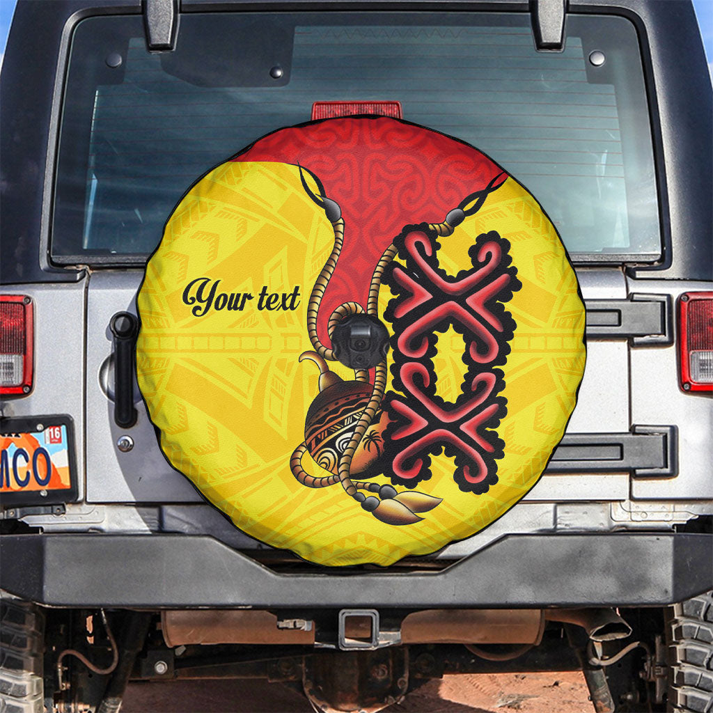 Personalised Papua New Guinea Oro Necklace Spare Tire Cover Gold Melanesia Traditional Pattern