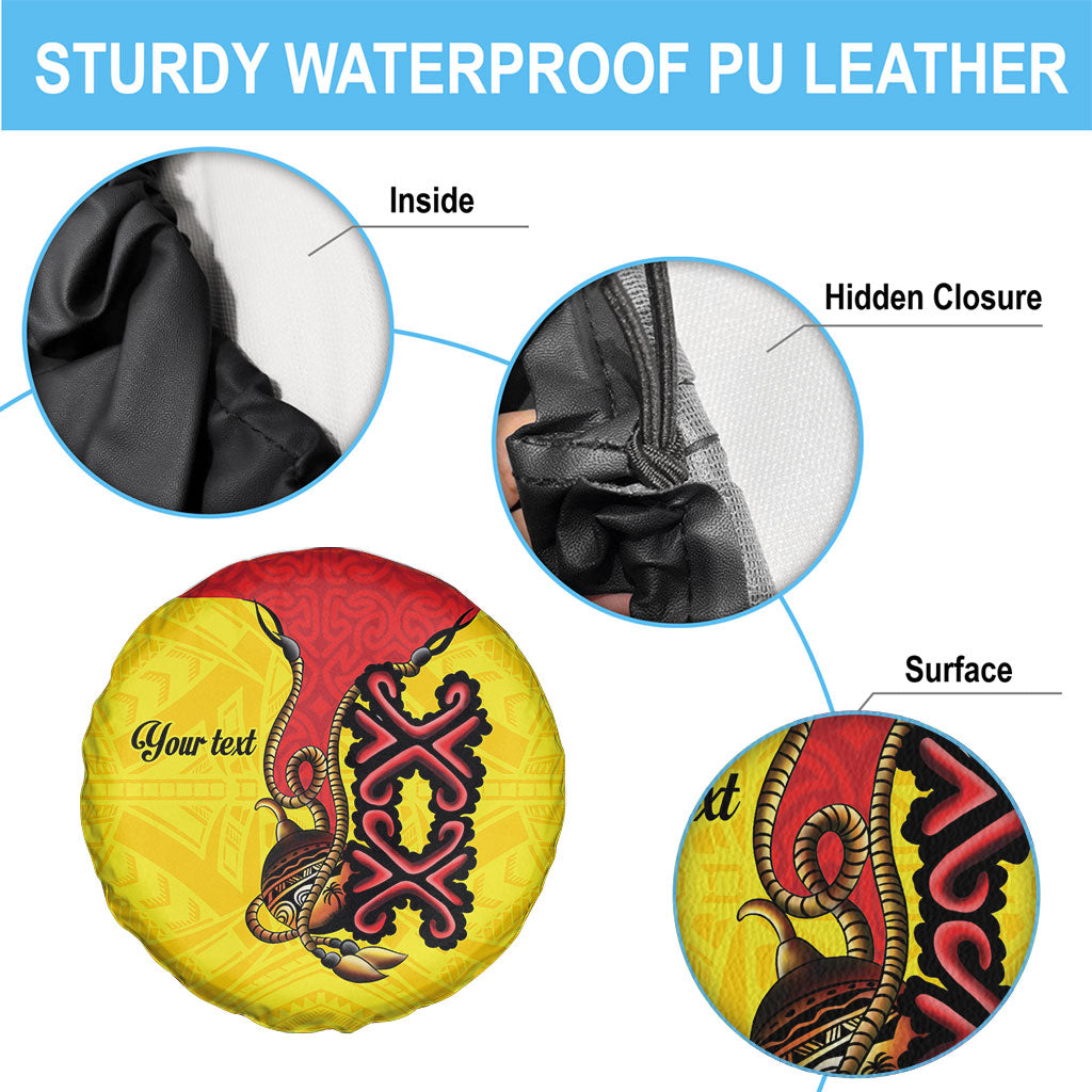 Personalised Papua New Guinea Oro Necklace Spare Tire Cover Gold Melanesia Traditional Pattern