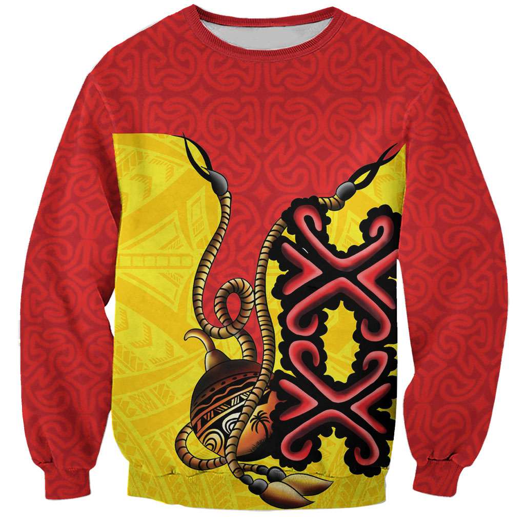 Personalised Papua New Guinea Oro Necklace Sweatshirt Gold Melanesia Traditional Pattern