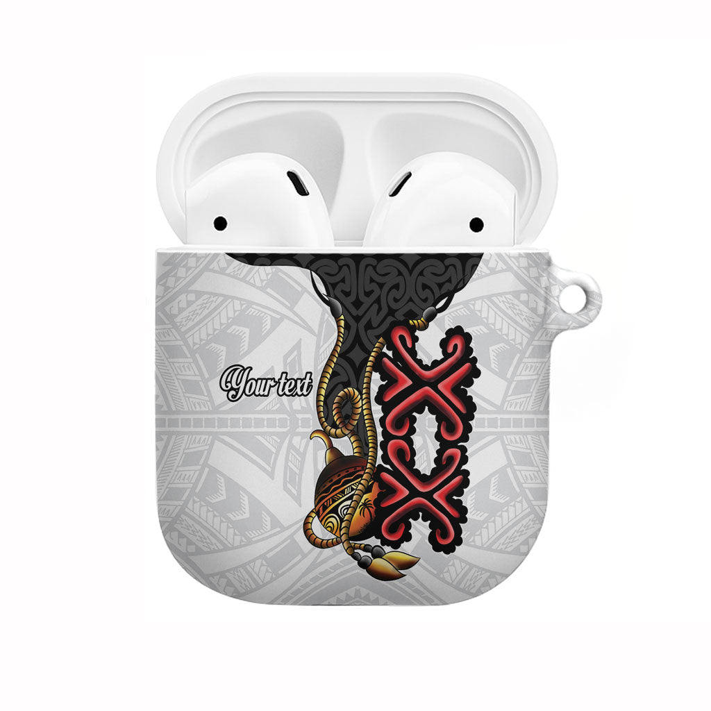 Personalised Papua New Guinea Oro Necklace AirPods Case Black Melanesia Traditional Pattern