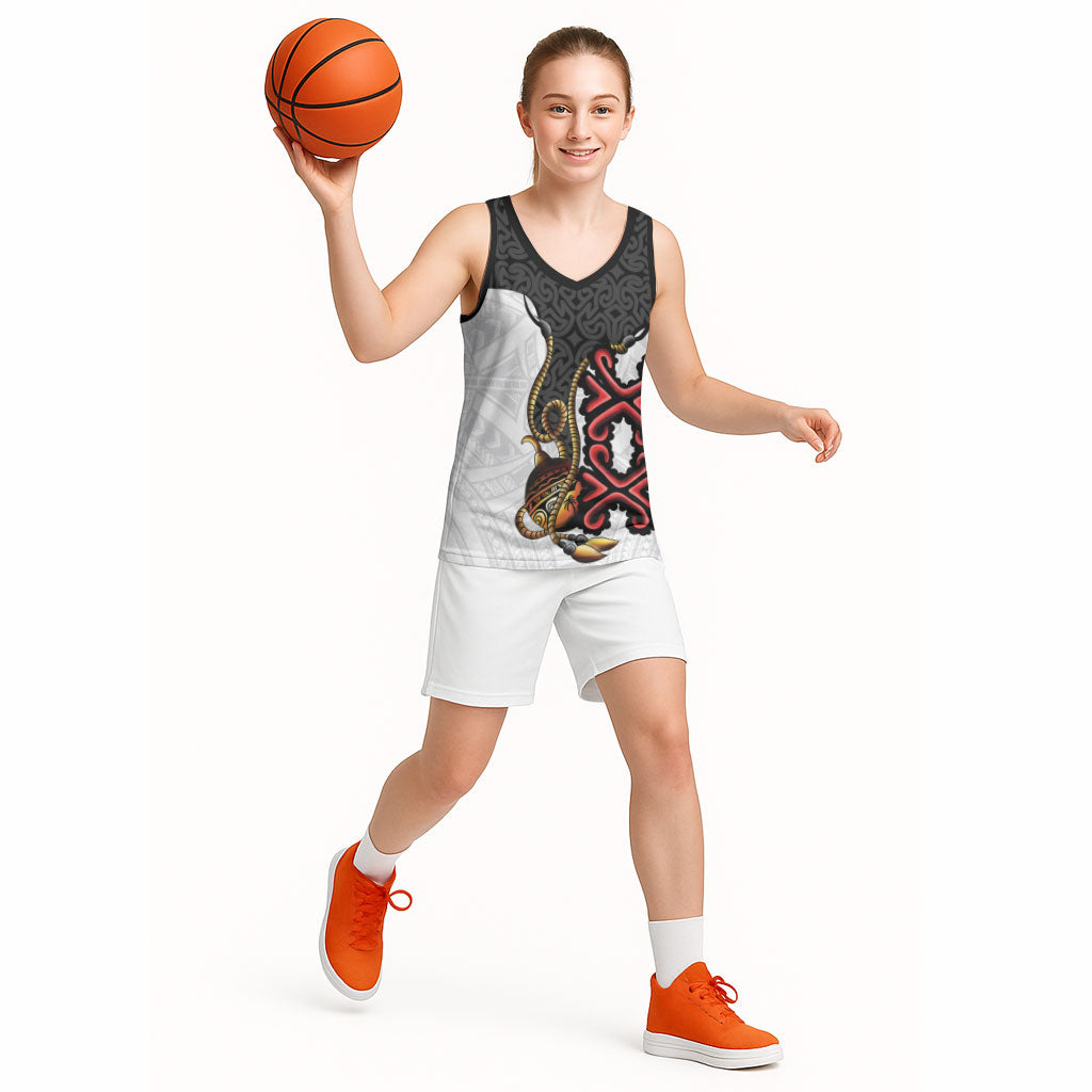 Personalised Papua New Guinea Oro Necklace Basketball Jersey Black Melanesia Traditional Pattern