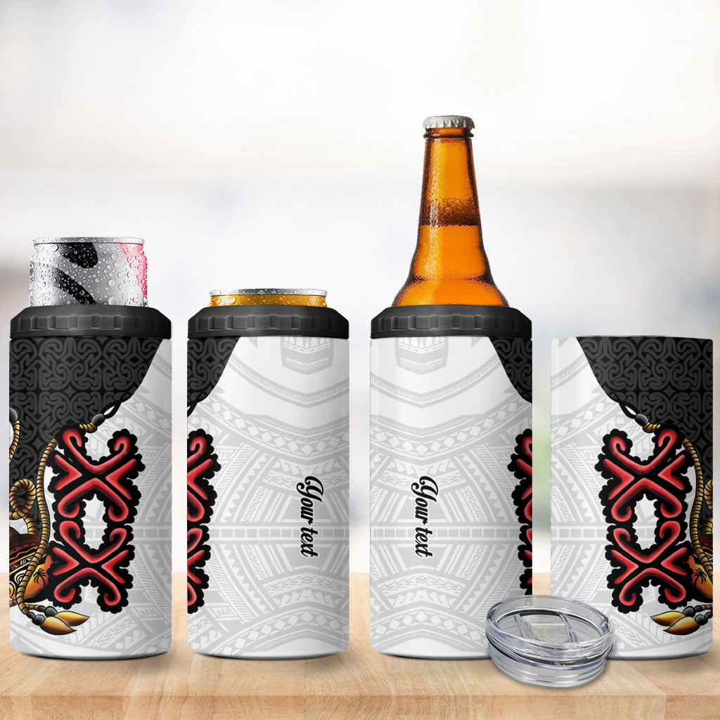 Personalised Papua New Guinea Oro Necklace 4 in 1 Can Cooler Tumbler Black Melanesia Traditional Pattern LT9 - Polynesian Pride