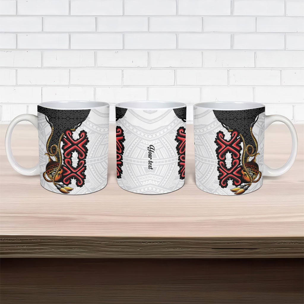Personalised Papua New Guinea Oro Necklace Ceramic Mug Black Melanesia Traditional Pattern LT9 - Polynesian Pride