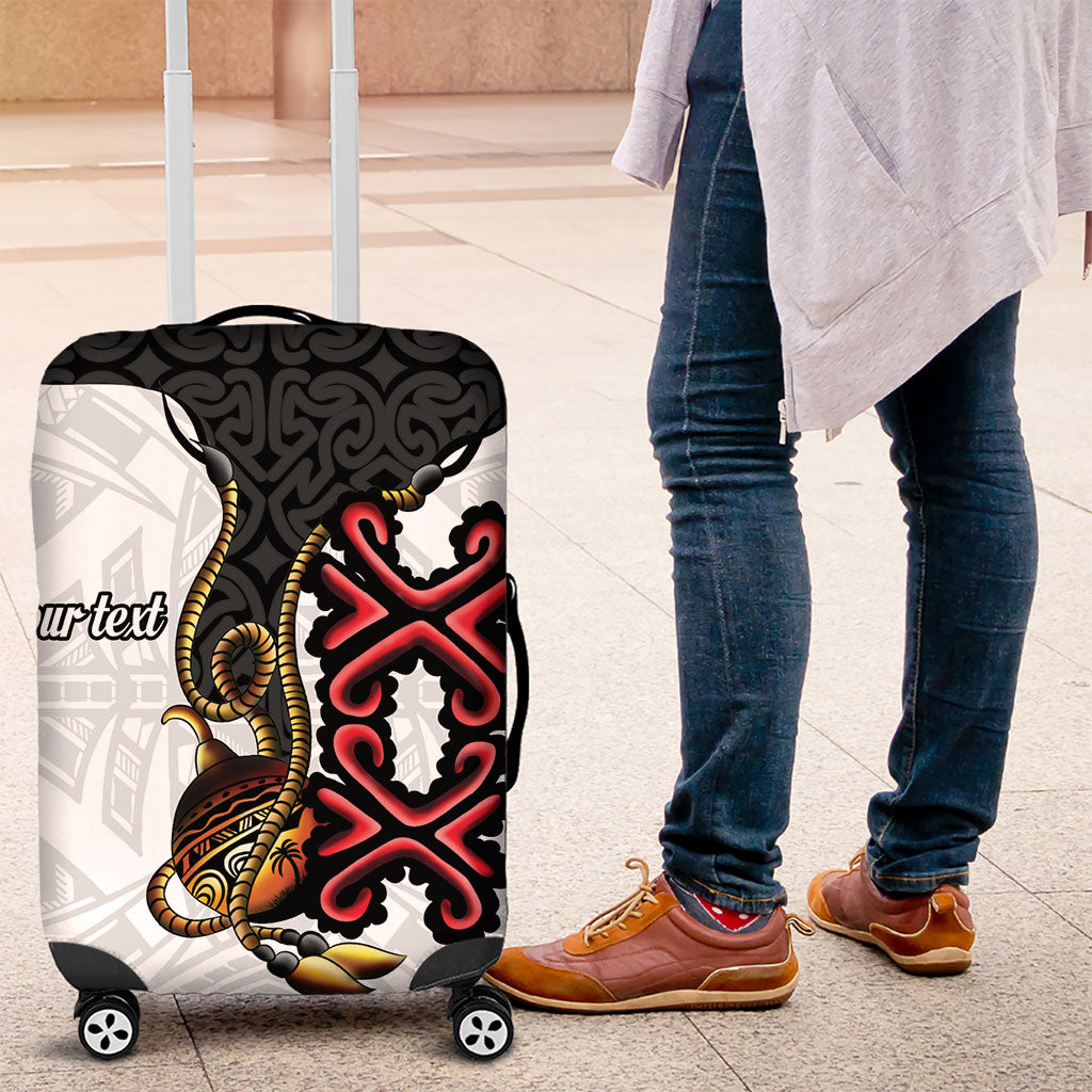 Personalised Papua New Guinea Oro Necklace Luggage Cover Black Melanesia Traditional Pattern