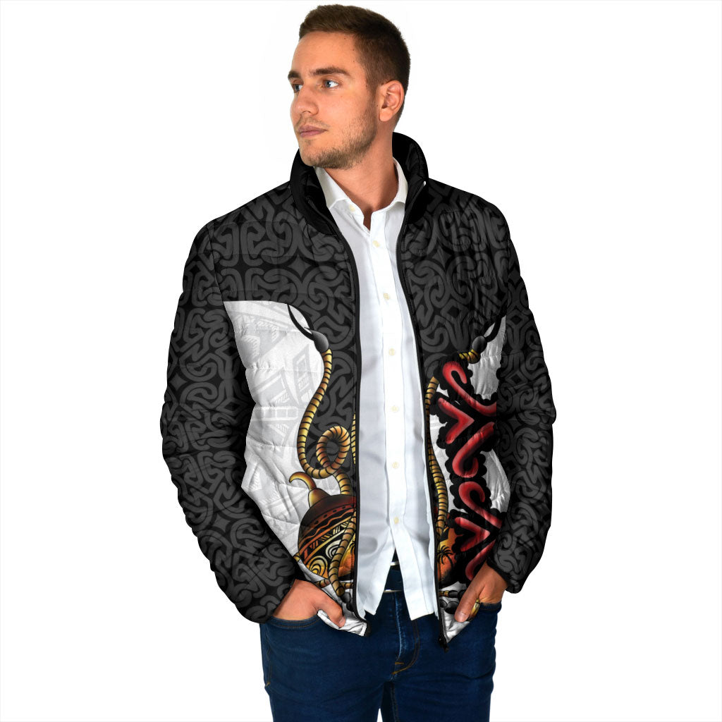 Personalised Papua New Guinea Oro Necklace Padded Jacket Black Melanesia Traditional Pattern