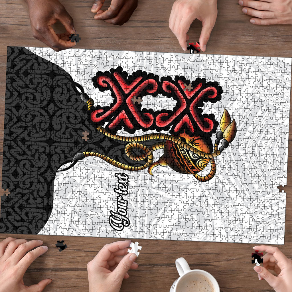 Personalised Papua New Guinea Oro Necklace Puzzle Black Melanesia Traditional Pattern