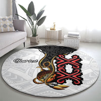 Personalised Papua New Guinea Oro Necklace Round Carpet Black Melanesia Traditional Pattern