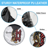 Personalised Papua New Guinea Oro Necklace Spare Tire Cover Black Melanesia Traditional Pattern